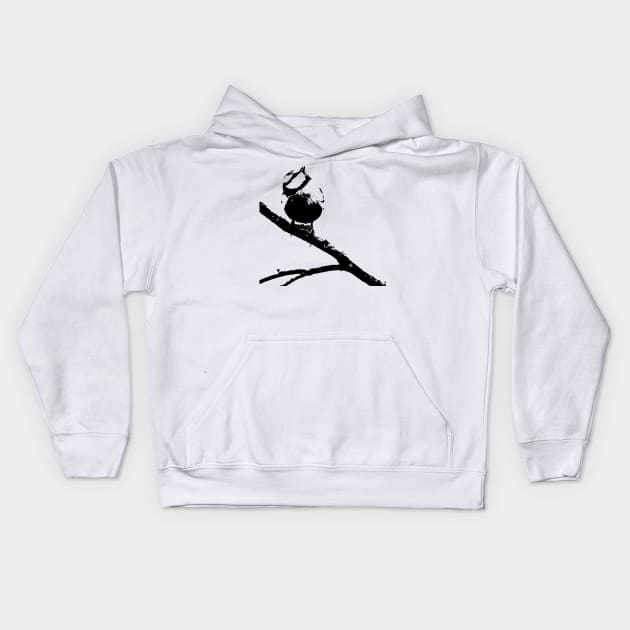 monochrome cute bird Kids Hoodie by rayrayray90